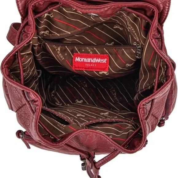 Montana West Red Backpack with Studded Details - Picture 6 of 7